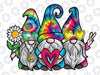 Three Hippie Gnomes Groovy Retro Tie Dye Peace Love Gnomies Png, Gnomes With Heart Love Png, Mothers day Png, Digital Download