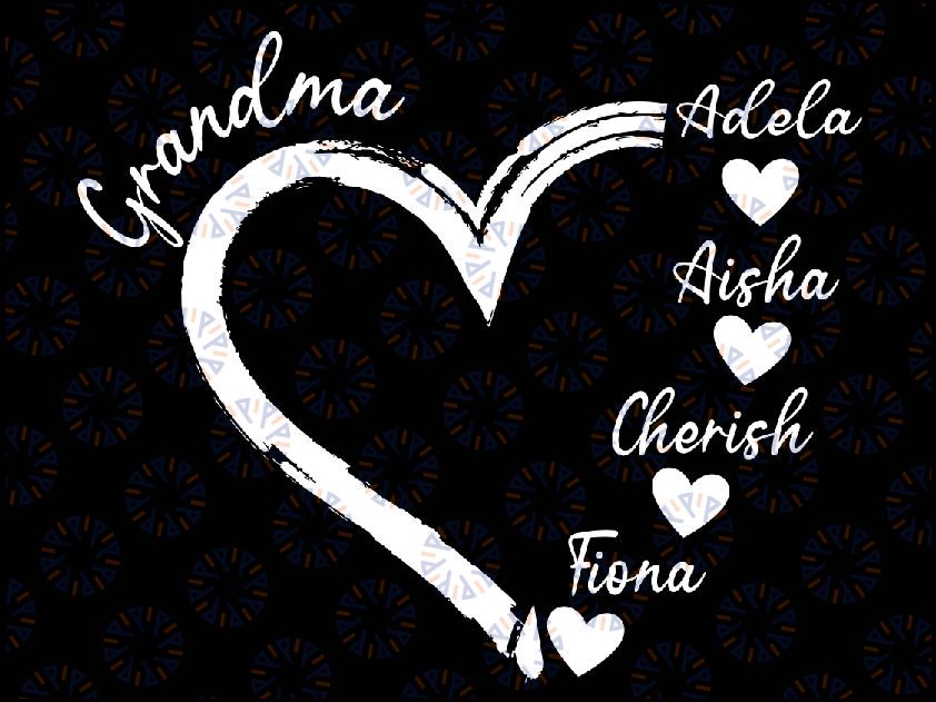 Custom Name Grandma Png, Grandma Heart Png, Nana With Grandkids Name, Gift For Grandma, Mother's Day Png, Digitsl Download