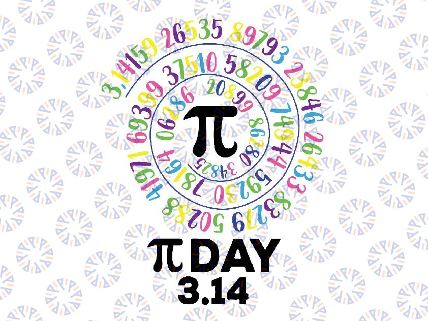Happy Pi Day Spiral Pi Color Numbers Math Teacher 3.14 Svg, Png Math Logo ,Cute Pi Day Svg, Pi Atom png, 3.14159 Png, PiDay, Digital Download
