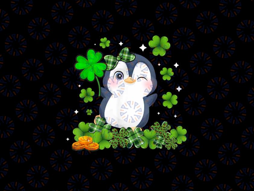 PNG ONLY Penguin Irish Shamrock St Patrick's Day Animal Png, Saint Patricks Penguin Png, Digital Download