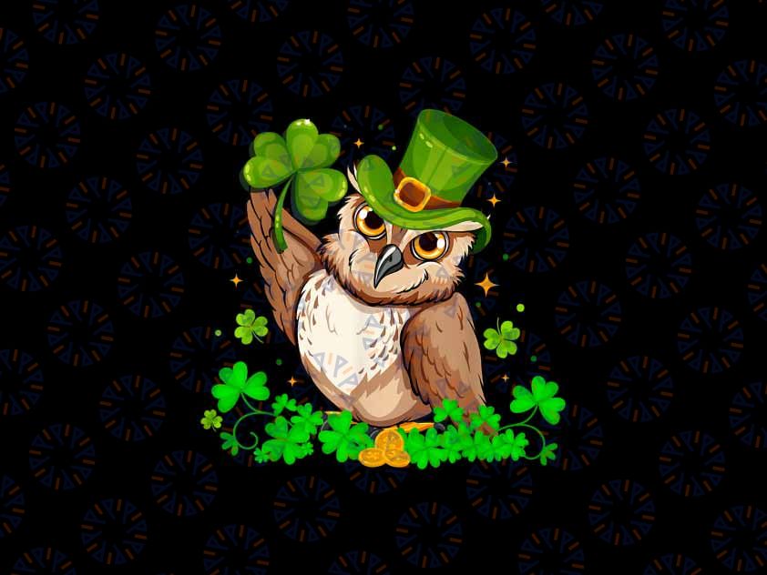 PNG ONLY Owl Holding Irish Shamrock Stars Png, St Patrick's Day Animal Png, Digital Download