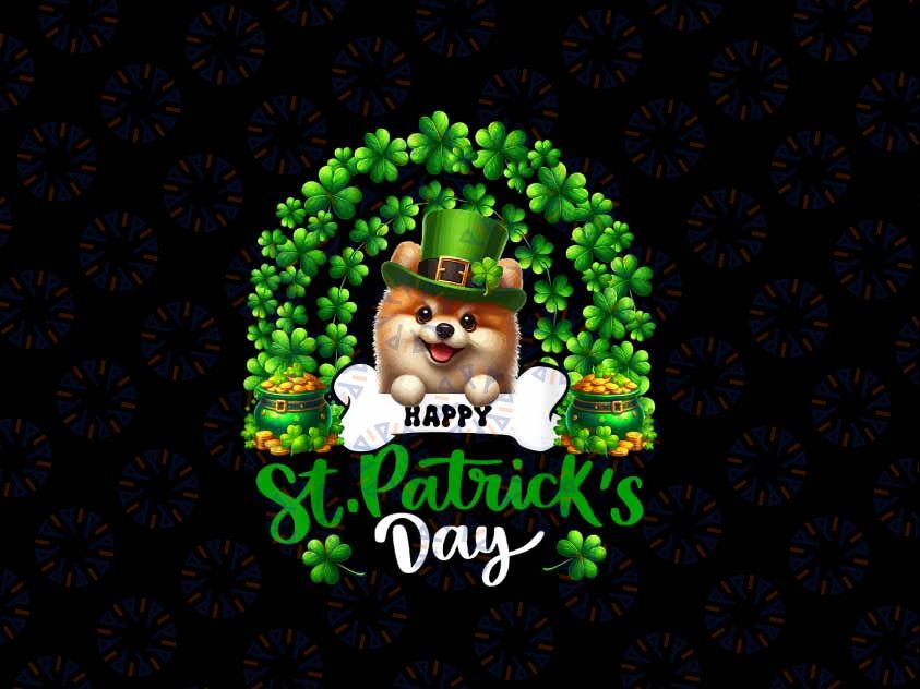 PNG ONLY Happy St. Patrick's Day Pomeranian Png, Shamrocks Dog Rainbow Lover Png, Digital Download