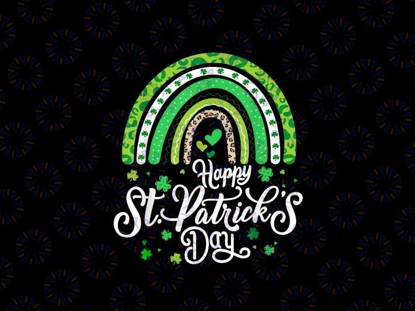 PNG ONLY Happy St. Patricks Day Rainbow Leopard Png, Shamrock Irish Rainbow Png, Patrick's Day Png, Digital Download