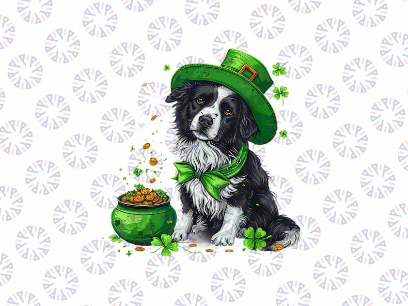 PNG ONLY Border Collie Dog Shamrock Irish Patricks Day Png, Border Collie Puppy Png, Patrick's Day Png, Digital Download