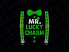 PNG ONLY Mr Lucky Charm Suspenders St Patricks Day Png, Four Leaf Clover Lucky Charm Png, Digital Download