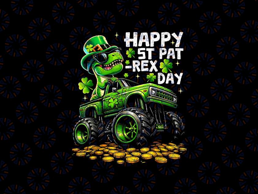 PNG ONLY Kids St Pat-Rex Day St Patricks Day Png, Dinosaur Monster Truck Shamrocks Png, Patrick's Day Png, Digital Download