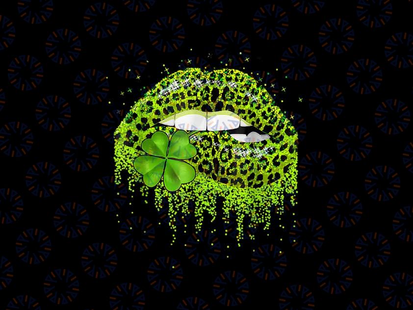 PNG ONLY Lips Sexy Irish Leopard Print Shamrock Green Png, St Patricks Day Lip Leopard Png, Patrick's Day Png, Digital Download