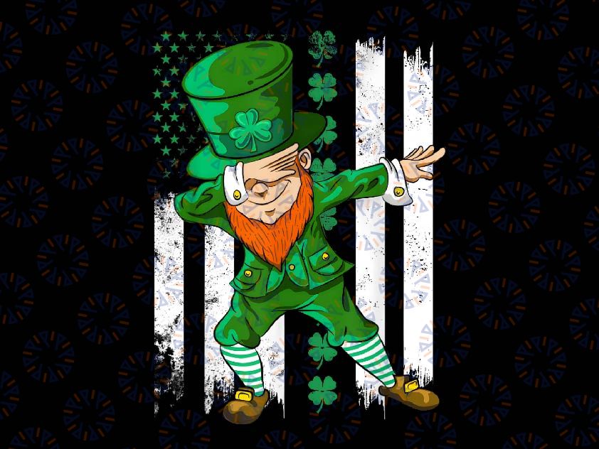 PNG ONLY Dabbing Leprechaun Png, Funny Dabbing Shamrock America Flag Patricks Day Png, St Patricks Day Png, Digital Download