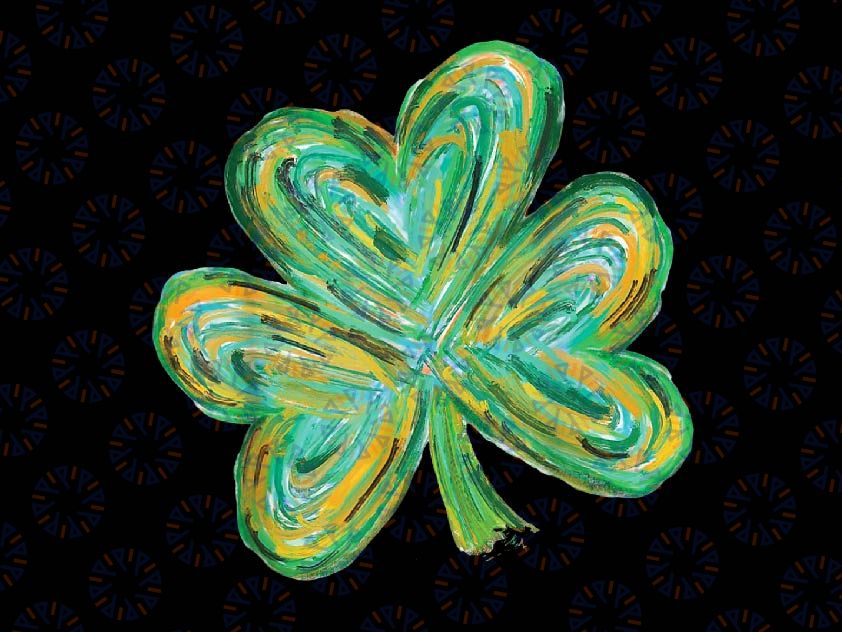 PNG ONLY Cute St Patricks Four Leaf Clover Png, Watercolor Shamrock Png, St Patricks Day Png, Digital Download