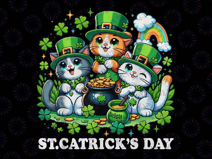 PNG ONLY St Patricks Catricks Day Cats Png, Saint Pattys Cat Lovers Png, St Patricks Day Png, Digital Download