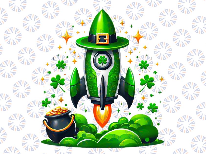 PNG ONLY Rocket Astronaut St Patricks Day Png, Outer Space Shamrock Png, St Patricks Day Png, Digital Download