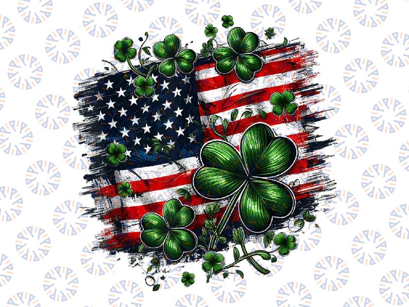 PNG ONLY Shamrocks and US American Flag St Patricks Day Png, Shamrocks Flag Png, St Patricks Day Png, Digital Download