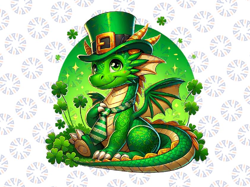 PNG ONLY St Patricks Day Dragon Saint Pattys Png, Cute Dragon Shamrocks Png, St Patricks Day Png, Digital Download