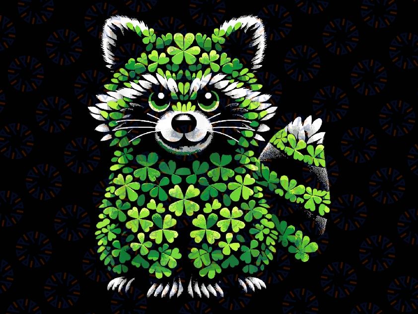 PNG ONLY Raccoon Shamrocks Png, St Patricks Day Raccoon Trash Panda Png, St Patricks Day Png, Digital Download