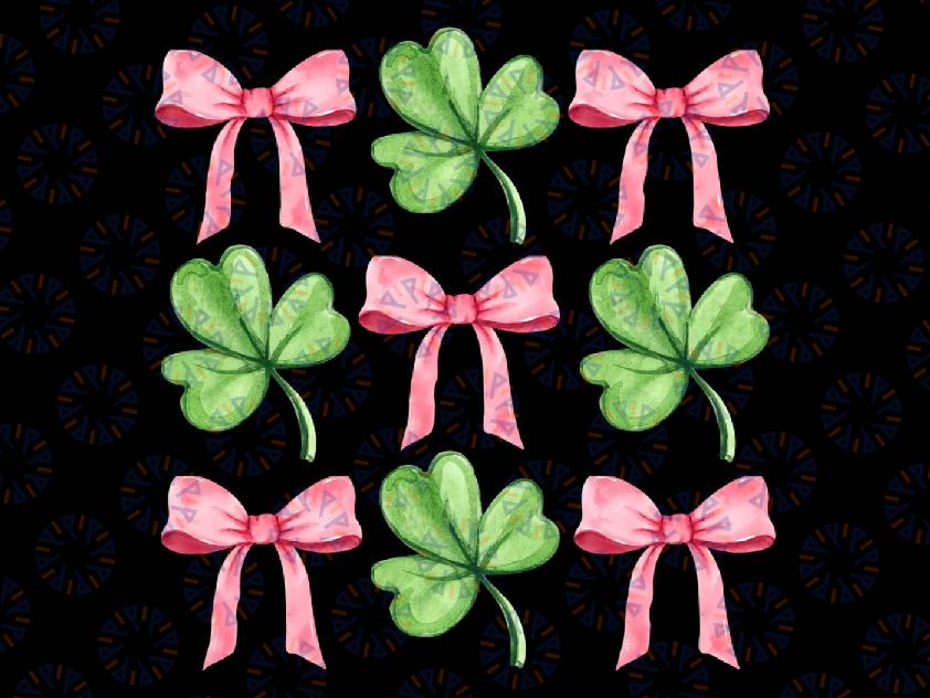 PNG ONLY Pink Coquette Bow Clover Shamrock Png, St Patricks Day Girls Shamrock Irish Png, St Patricks Day Png, Digital Download