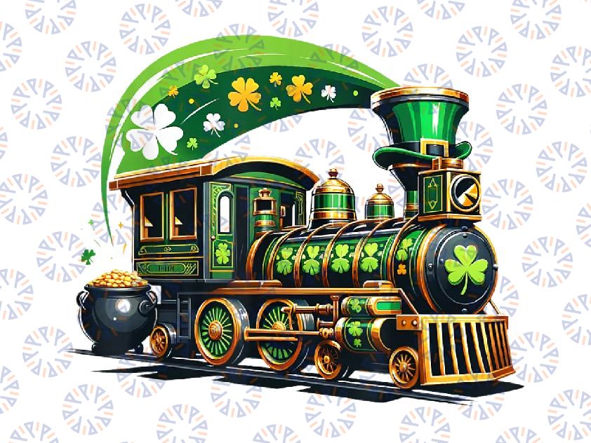 PNG ONLY Train Railroad St Patricks Day Png, Train Lucky Charm Png, St Patricks Day Png, Digital Download