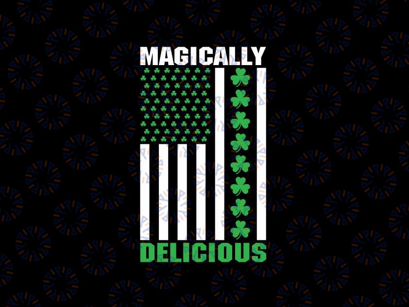 Magically Delicious Lucky Clover Distressed American Flag Svg, Magically Delicious shamrocks Svg, Patrick's Day Png, Digital Download