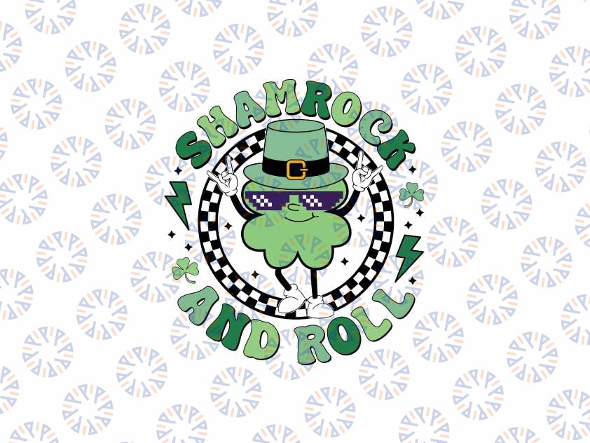 Retro Shamrock And Roll St Patrick's Day Clover Svg, Retro Shamrock Svg, Patrick's Day Png, Digital Download