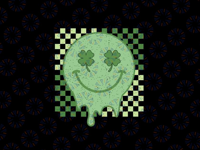 Retro Groovy Shamrock Smile Face Svg, St Patricks Day Hippie Svg, Patrick's Day Png, Digital Download