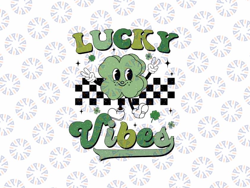 Retro Groovy St Patricks DaySvg, Lucky Vibes Hippie Shamrock Svg, Patrick's Day Png, Digital Download