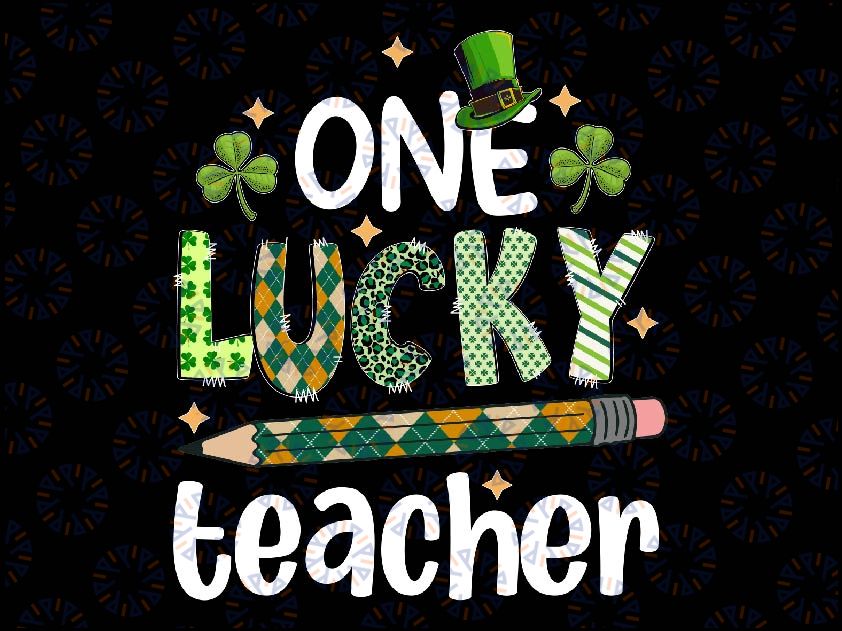 One Lucky Teacher St. Patrick's Day Irish Teacher Shamrock Png, One Lucky Teacher Leopart Shamrock Png, Patrick's Day Png, Digital Download