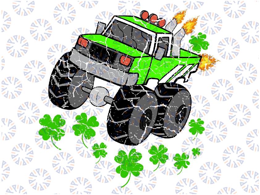 Boys St Patricks Day Lucky Monster Truck Svg, Green Monster Truck Svg, Patrick's Day Png, Digital Download