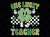 One Lucky Teacher Smile Face Svg Retro Groovy St Patricks Day Svg, Patrick's Day Png, Digital Download