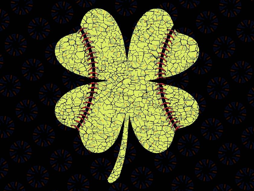 Softball St Patricks Day Shamrock Svg, Clover Softball Lucky Svg, Patrick's Day Png, Digital Download