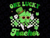 One Lucky Teacher Groovy Shamrock Saint St Patrick's Day Svg, Shamrocks Read Book Svg, Patrick's Day Png, Digital Download