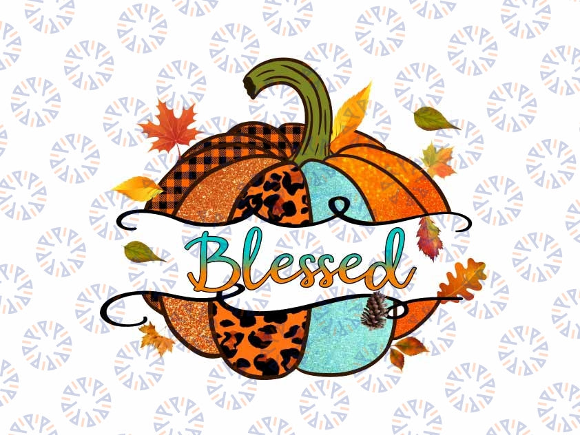 Blessed Pumpkin PNG Sublimation Design, Thanksgiving Pumpkin Leopard Png, Thanksgiving Png, Digital Download