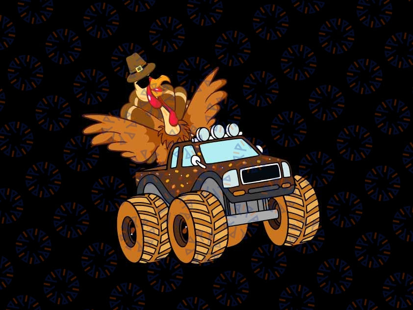 Turkey Riding Monster Truck Svg, Boys Thanksgiving Autumn Truck Svg, Thanksgiving Png, Digital Download