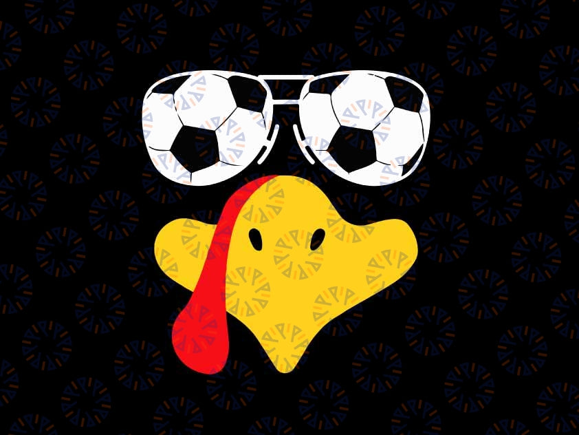 Cool Turkey Face With Soccer Sunglasses Svg, Funny Thanksgiving Turkey Design Svg, Thanksgiving Png, Digital Download