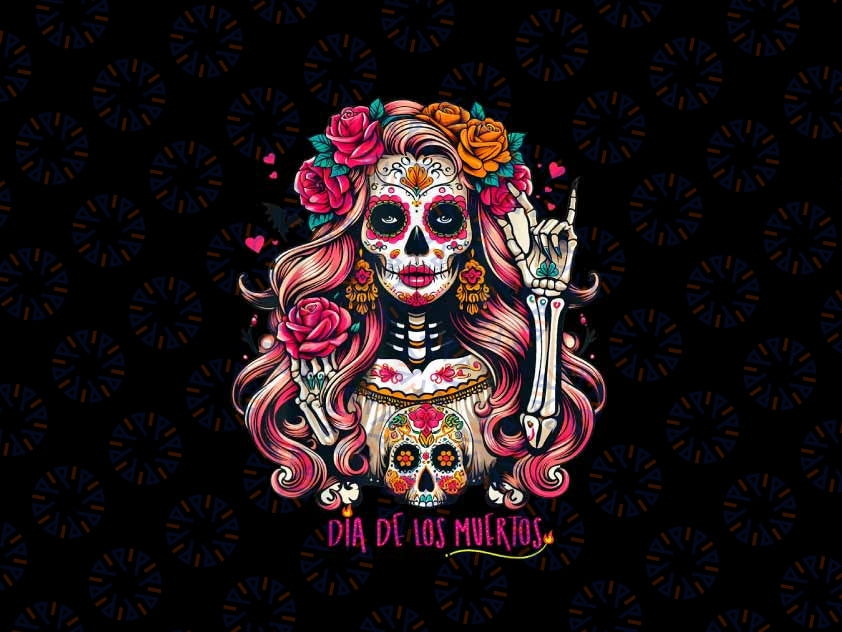 PNG ONLY- Skull Girl Halloween Dia De Los Muertos Mexican Sugar Png, Cute La Catrina Png, Mexican Halloween, Digital Download