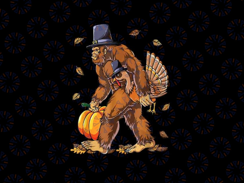 PNG ONLY- Happy Thanksgiving Happy Turkey Day Blessed Pumpkin Boys Png, Bigfoot Pilgrim Turkey Pumpkin Thanksgiving Png, Digital Download