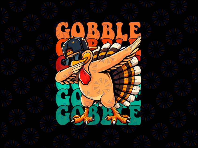 PNG ONLY- Thanksgiving Turkey Pilgrim Png, Groovy Gobble Turkey Png,Thanksgiving Png, Digital Download