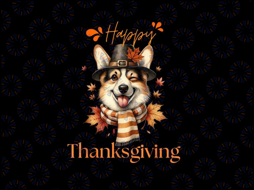 PNG ONLY- Happy Thanksgiving Corgi Pilgrim Png, Pilgrim Puppy Png, Thanksgiving dog, Thanksgiving Png, Digital Download