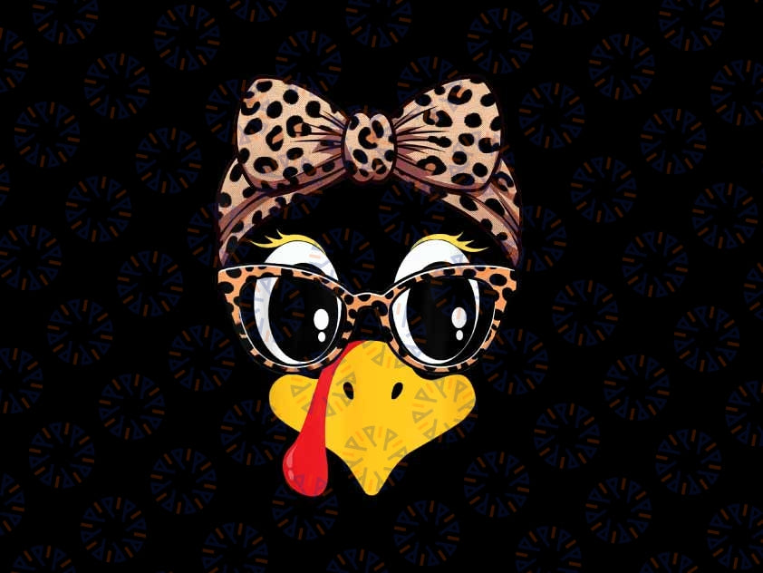 PNG ONLY- Turkey Face Leopard Glasses and Headband Thanksgiving Png, Turkey Face Thanksgiving Png,  Thanksgiving Png, Digital Download