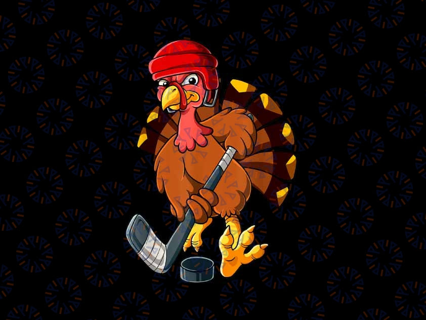 PNG ONLY- Thanksgiving Turkey Ice Hockey Png, Turkey Hockey Ball Png, Thanksgiving Png, Digital Download