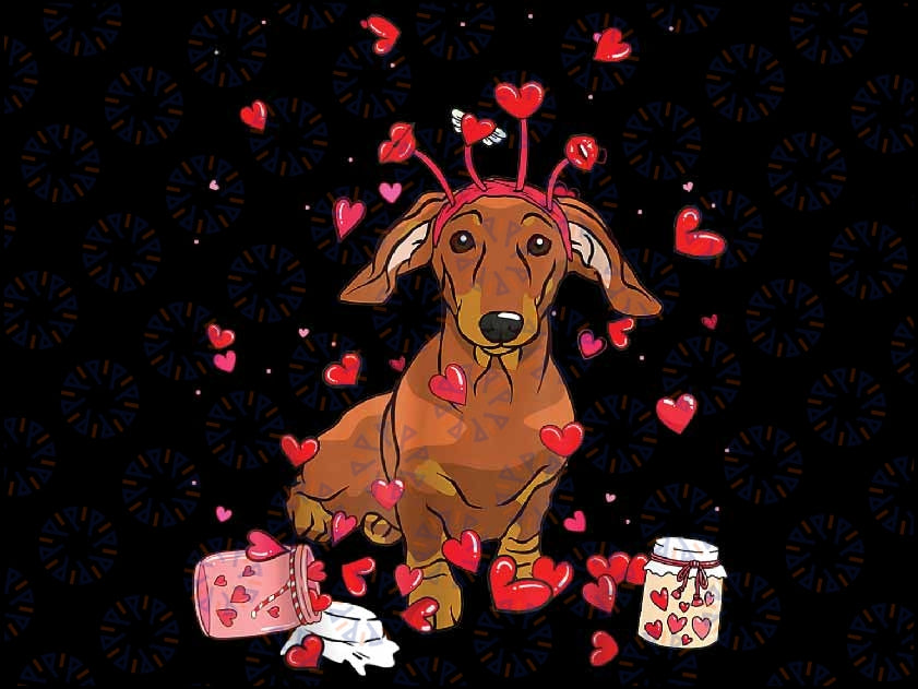 Dog Valentine Cute Dachshund Valentine's Day Png, Funny Valentine's Day Dog Cupid Sublimation Design, Digital Download