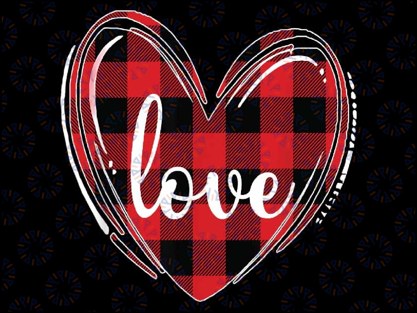 Valentines Day Funny Hearts Love Buffalo Plaid PNG, Valentine's Day Sublimation Design Digital Download