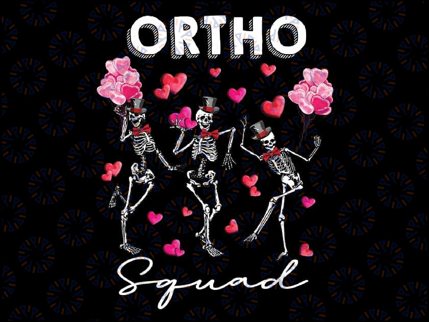 Dancing Skeleton Ortho Squad Orthopedic Valentine's Day Png, Ortho Squad Loving Calligraphy Skeleton Png, Valentine Day, Digital download