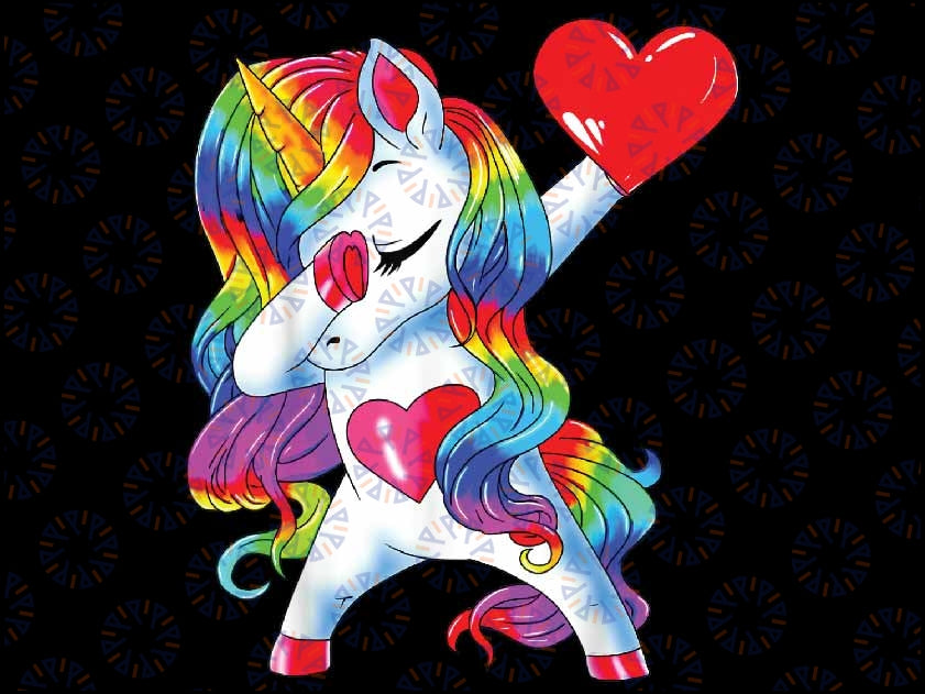 Valentine's Day Dabbing Unicorn Valentines Day Png, Colorful Unicorn Png, Love Is Love Png, Valentines Day png, Dabbing Unicorn png