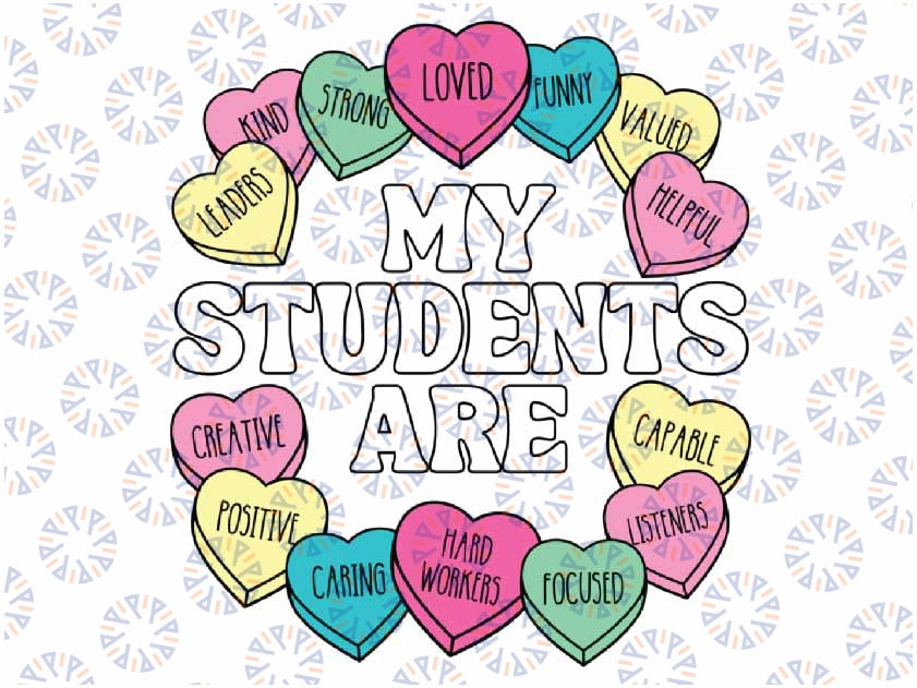 Retro Candy Heart Teacher Valentine's Positive Affirmation Png, My Teacher Are Love Png, Valentine Day, Digital Design