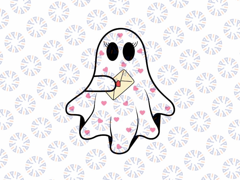 Valentines Ghost Svg, Love Cute Ghost Embroidery Designs Svg, Valentine's Day Digital Design Download