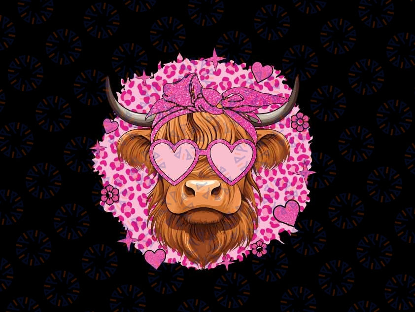 Heifer Valentine Png, Highland Cow Valentine Png, Love Cow Valentines Day Png, Valentine's Day Digital Design Download