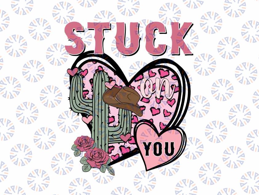 Stuck On You Valentine's Day Png, Retro Cactus Valentine's Day Country Love Png, Valentine Png, Digital Download