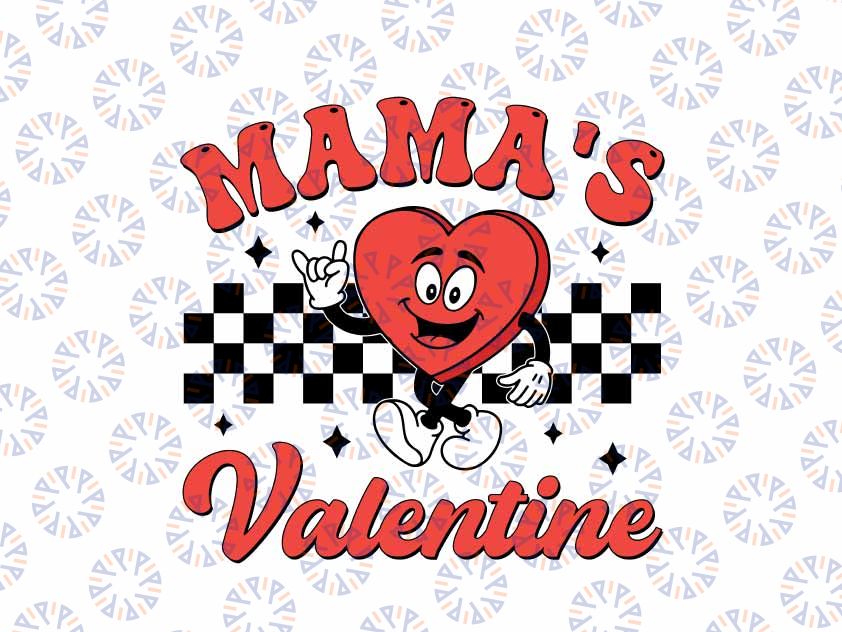 Retro Groovy Mama is My Valentine Cute Heart Svg, Valentine Red Heart Svg, Valentine's Day Png, Digital Download