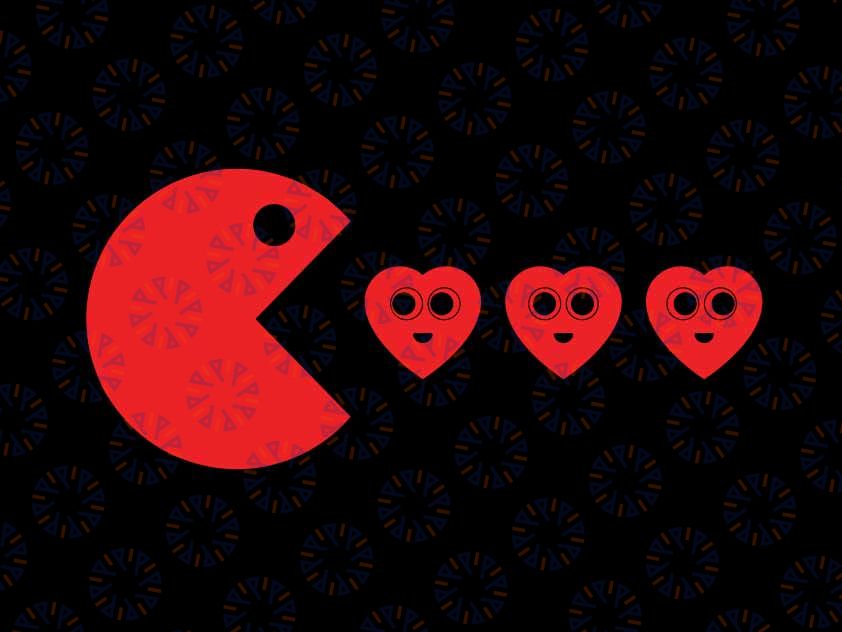 Valentines Day Hearts Eating Funny Gamer Svg, Game Valentines Little Heart Svg, Valentine's Day Png, Digital Download