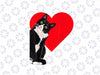 PNG ONLY Funny Black Cat Valentine's Day Heart Png, Tuxedo Cat Lover Png, Valentine's Day Digital Design Download