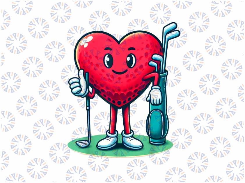 PNG ONLY Valentine's Day Heart Shaped Golf Lovers Player Golfers Png, Golf Sports Heart Lover Png, Valentine's Day Digital Design Download